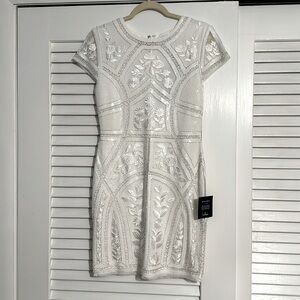 Beaded, sequin embroidered white dress